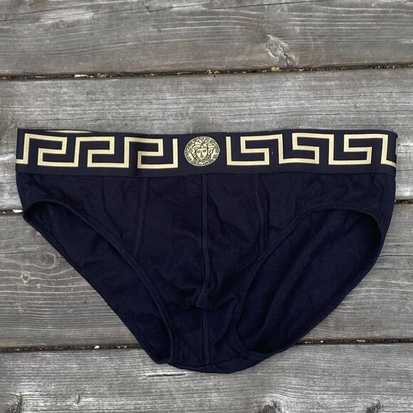 Versace Breca Border Briefs Black Underwear NWOT - Picture 2 of 3